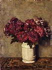 Johannes Evert Akkeringa Canvas Paintings - Chrysanthemums In a Vase